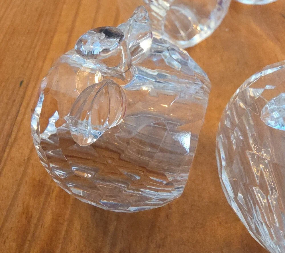 Set of 6 Clear Crystal Acrylic Apple Napkin Rings